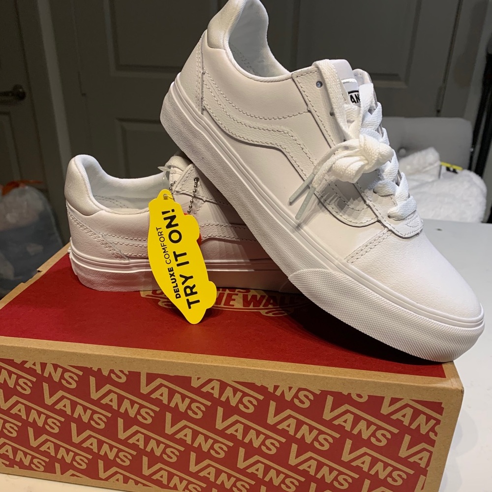 Leather white vans